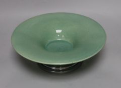 Sevres, by Paul Millet: An Art Deco lustre bowl on chrome stand, 31cm diameter