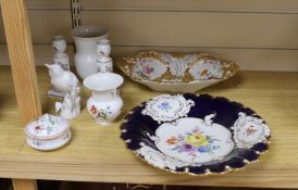 A group of Meissen and Berlin dishes, vases, candlesticks etc (8)