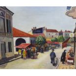 E.W. Allens, oil on canvas, 'St Andre de Curzac', signed and dated 1955, 64 x 76cm