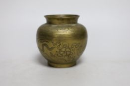 A small Chinese brass vase, 9.5cm