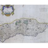 Robert Morden, coloured engraving, Map of Sussex, 34 x 42cm