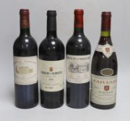 Four bottles of wine: one bottle of 75cl 1995 Château Margaux, one bottle of 75cl 1950 Domaine de
