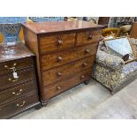 An early Victorian mahogany chest of two short and three long drawers, width 104cm, depth 48cm,