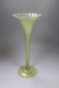 An early 20th century Vaseline glass vase, 41cm tall