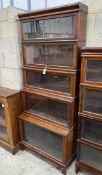 A Globe Wernicke mahogany five section bookcase, width 86cm, depth 45cm, height 214cm