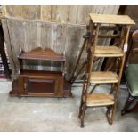 A Heathman brass mounted oak four tread small stepladder and a late Victorian wall cabinet