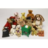Twelve miniature American artist's bears and one rabbit