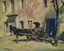 Matt Bruce (1915-2000), oil on canvas, French donkey cart, signed, 50 x 60cm