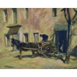 Matt Bruce (1915-2000), oil on canvas, French donkey cart, signed, 50 x 60cm