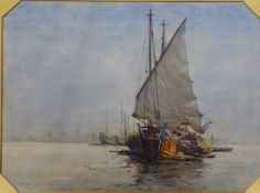 Harold Swanwick (1866-1929), watercolour, Fishing boats at anchor, signed, 26 x 35cm