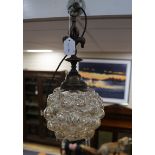 A bubble glass light fitting, 45cm high (including metal fitting)