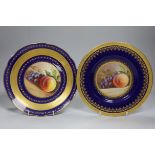 Two Minton fruit painted plates, both signed, one K. Dean, 23cm diameter