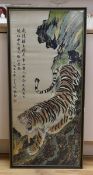 A Chinese machine embroidery of a prowling tiger