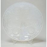 A French Lalique style opalescent glass dish, 32cm