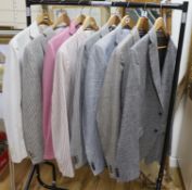 Eight various gentlemen’s lightweight jackets, of varying sizes, including, Visconti, Moschino, Boss