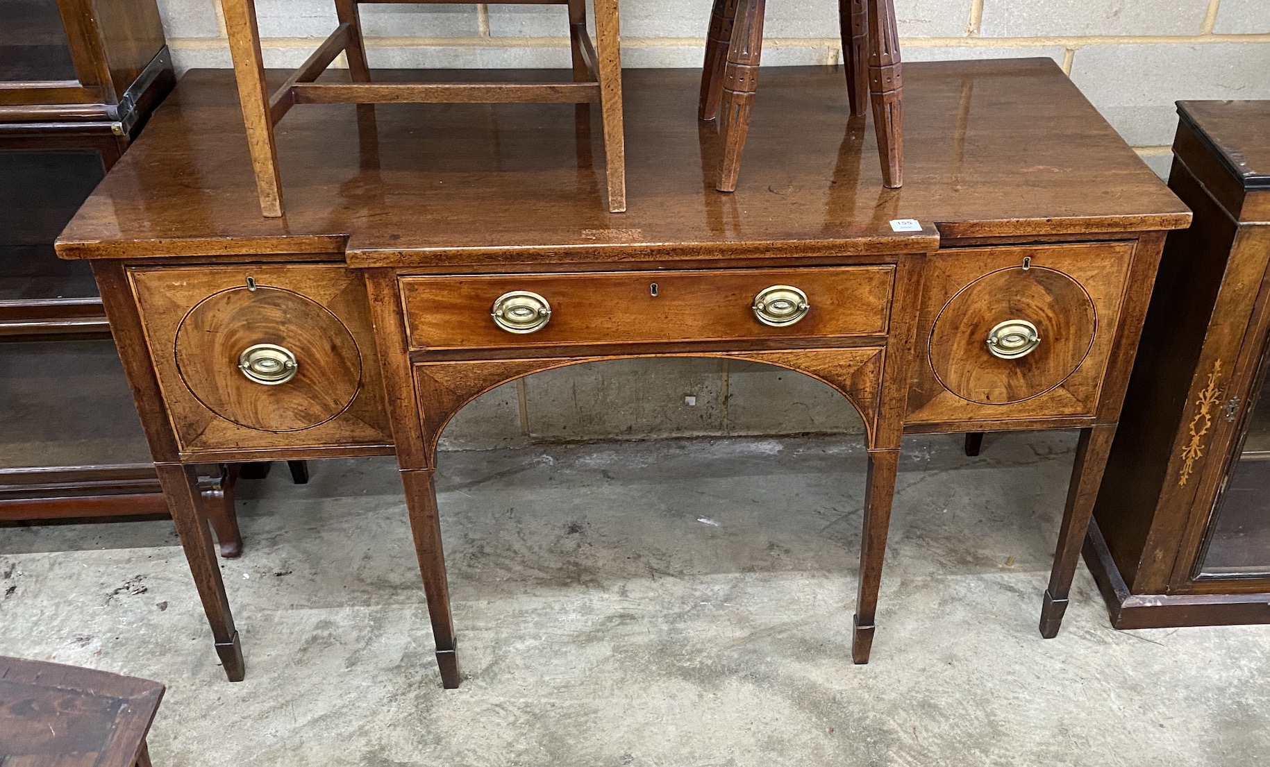 A George III mahogany breakfront sideboard, width 159cm, depth 69cm, height 90cm - Image 2 of 3