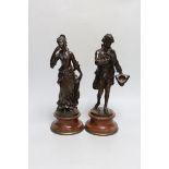 Karl Sterrer (1844-1918. A pair of bronze figures of a lady and gentlemen in 18th century dress,