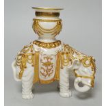 A Royal Worcester elephant and howdah candlestick, c1882, 16cm