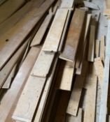 Solid oak floor boarding of various lengths, widths 25cm, 2cm thick, as previously fitted to a
