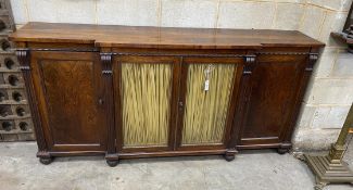 A William IV rosewood breakfront side cabinet, width 199cm, depth 42cm, height 97cmNB: From the