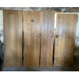 Three solid oak ledged and braced doors, 210 x 58.5cm; 204 x 44.5cm and 95 x 72cm, and a double