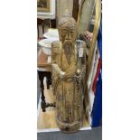 A large Chinese carved wood sage, height 120cm