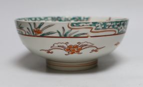 A Japanese enamelled porcelain bowl, 25cm diameter