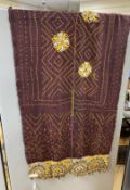 A late 19th century early 20th century hand woven, hand dyed, Indian wall hanging, woven in two