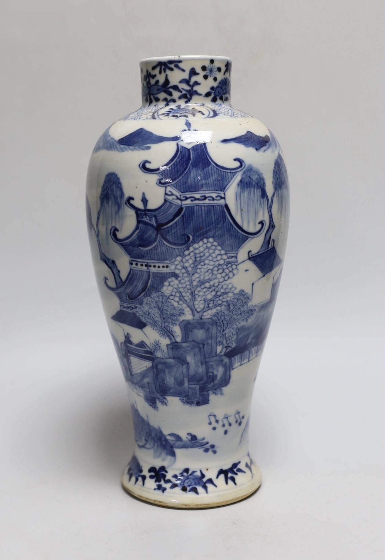 A 19th century Chinese blue and white vase, 27cm