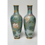 A pair of 19th century Chinese cloisonné enamel vases, 25.5cm high