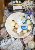 A collection of mineral specimens, gemstones etc.