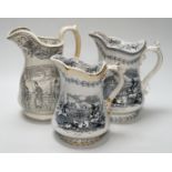 Three Crimean war commemorative stone china jugs, c.1856, tallest 22cm (3)