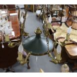 A French Empire style gilded bronze and tole ware six branch light, approximately 68cms high