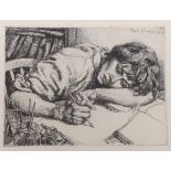 Paul Drury (1903-1987), drypoint etching from Memorial Portfolio, Self portrait, signed in the plate