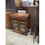 A Victorian rosewood mirror back side cabinet, width 85cm, depth 46cm, height 124cm