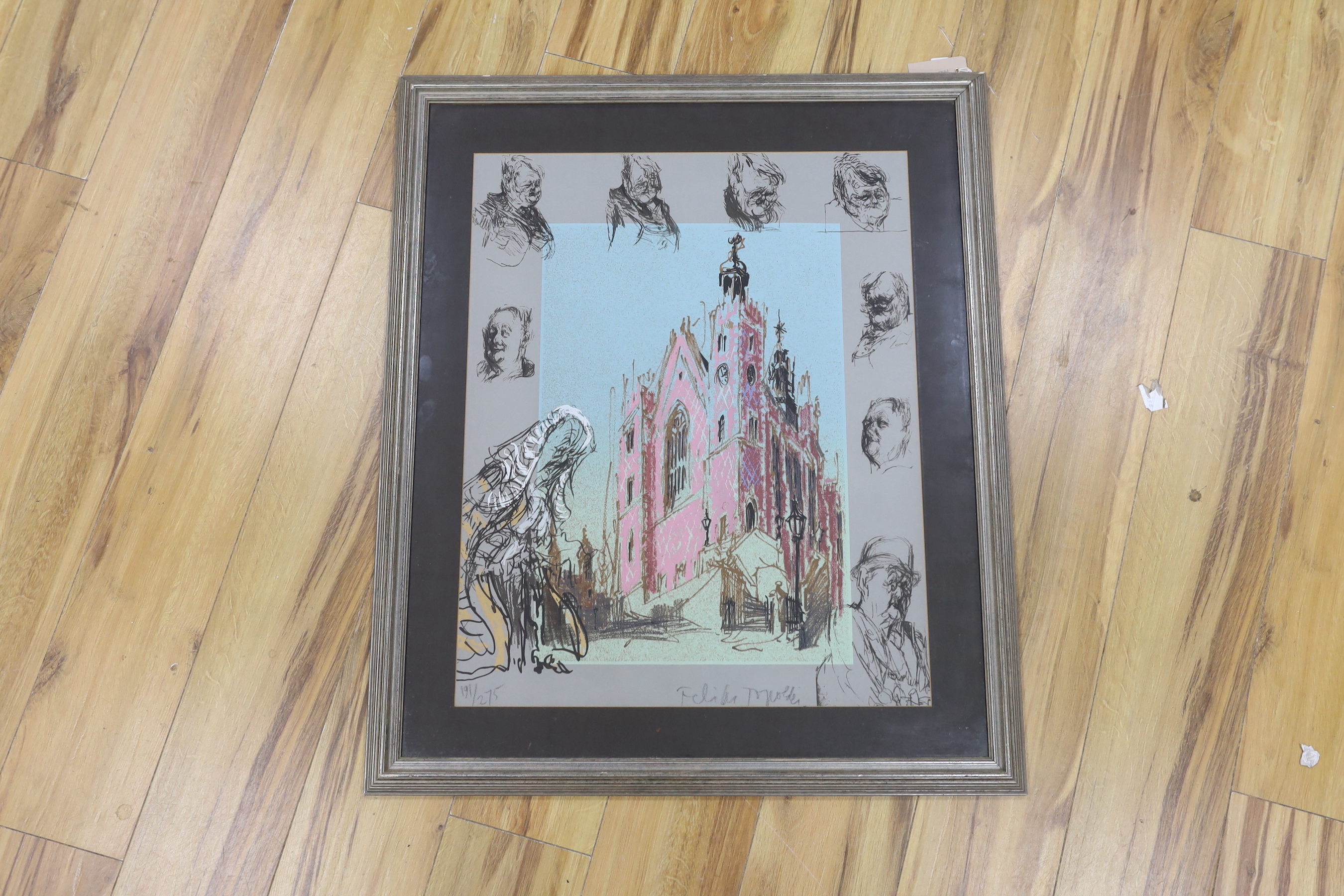 Feliks Topolski (1907-1989), limited edition print, Inns of Court, signed in pencil, 191/275, 65 x - Image 2 of 2