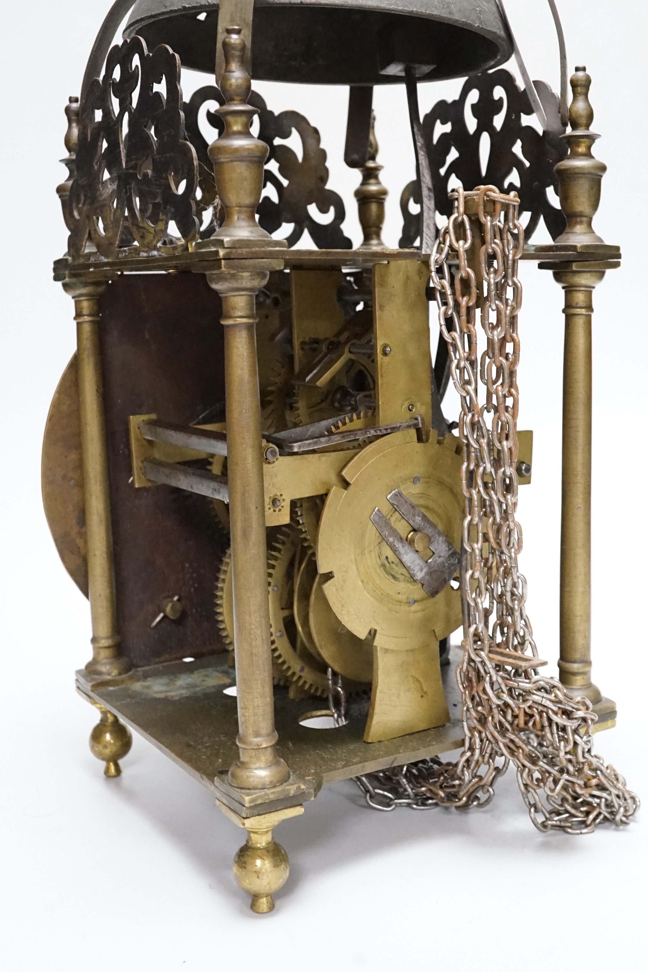 An 18th century and later brass lantern clock, 38cm - Image 4 of 4