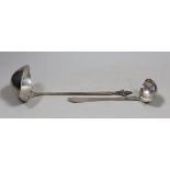 Two Georg Jenson sterling silver ladles, import marks for London, 1926, largest 19cm.