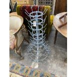 A French galvanised wine bottle drying rack, height 100cm
