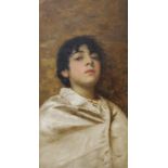 P.L. Seyza, oil on canvas, Portrait of a youth, signed, 72 x 39cm
