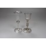 Two George II wine glasses, each with folded foot, tallest 15.5cm