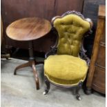 A Victorian carved mahogany nursing chair, together with an early 19th century oval mahogany wine