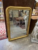 A 19th century French giltwood overmantel mirror, width 101cm, height 141cm