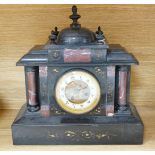 A slate and marble mantel clock, 36cm high