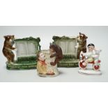 Four teddy bear fairings china, including one rare Teddy Roosevelt