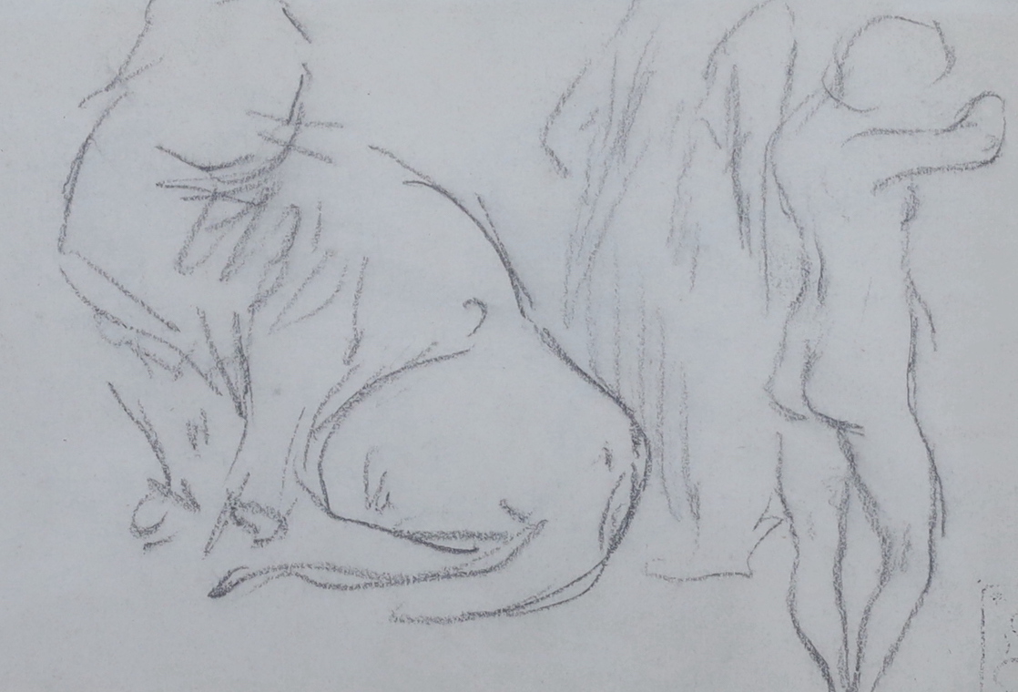 Théophile Alexandre Steinlen (1859-1923), two pencil drawings, Two cats sleeping side by side and - Image 2 of 3