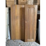 Four panelled solid oak doors, 210 x 86.5cm; 200 x 62.5cm; 171 x 63.5cm and 72 x 63.5cm This lot