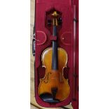 A cased German violin