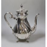 An early 20th century Danish white metal coffee pot, dated for 1917, height 27.6cm, gross weight