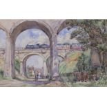 Tom W. Armes (1894-1968), watercolour, 'East Runton, Viaduct 1961', label verso, 33 x 54cm